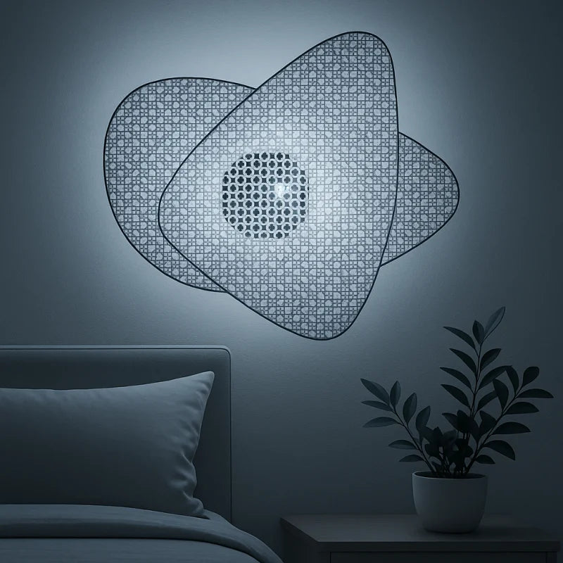 Abat Jour Lampe de Chevet Osier - Lumière Froide (5500-7000K) - Lampe de Chevet