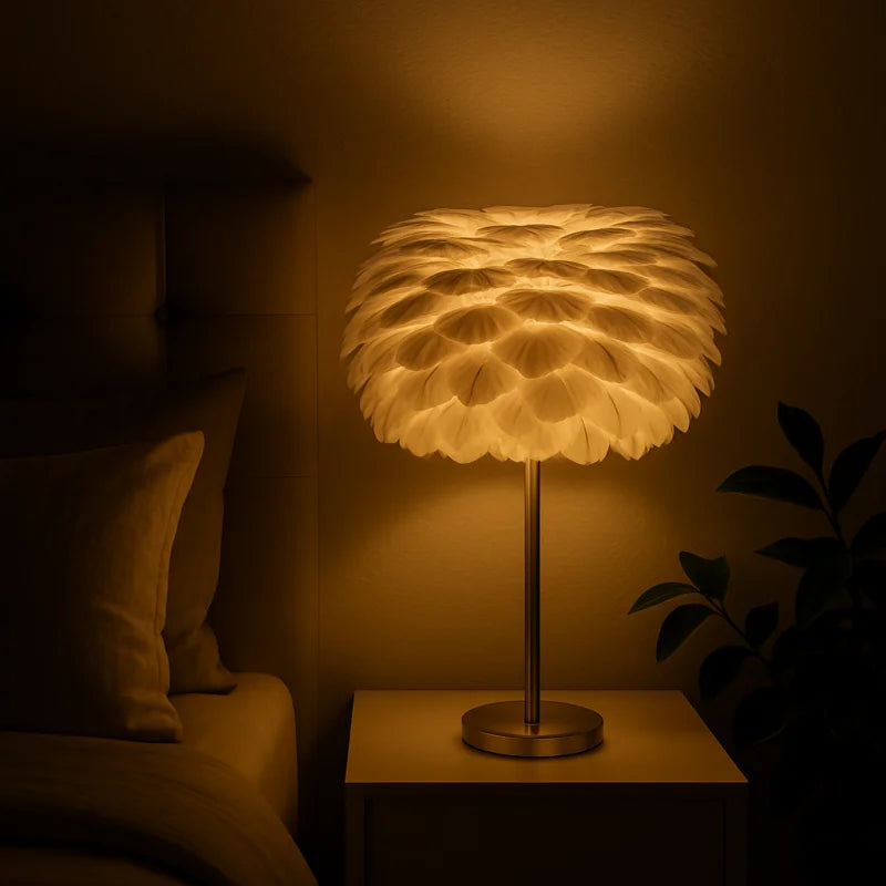 Abat Jour Lampe de Chevet Plume