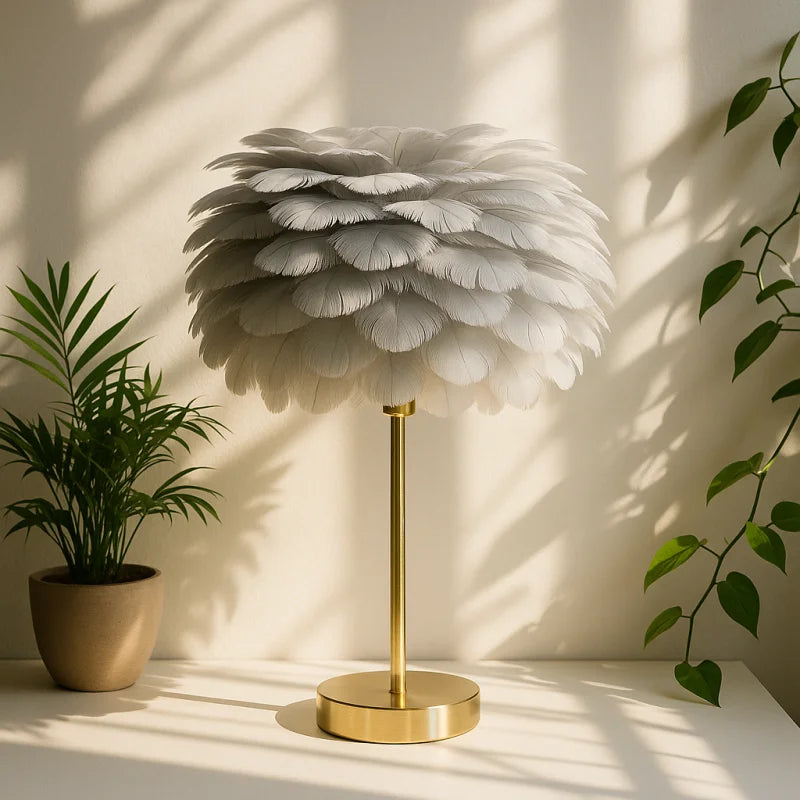 Abat Jour Lampe de Chevet Plume