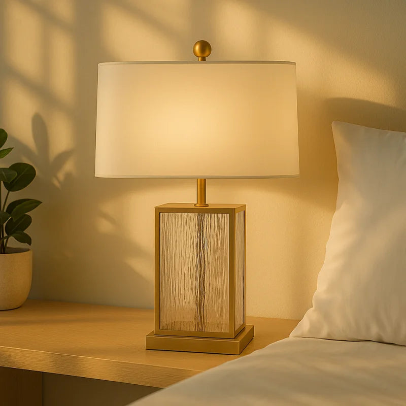 Lampe de Chevet avec Pied en Verre