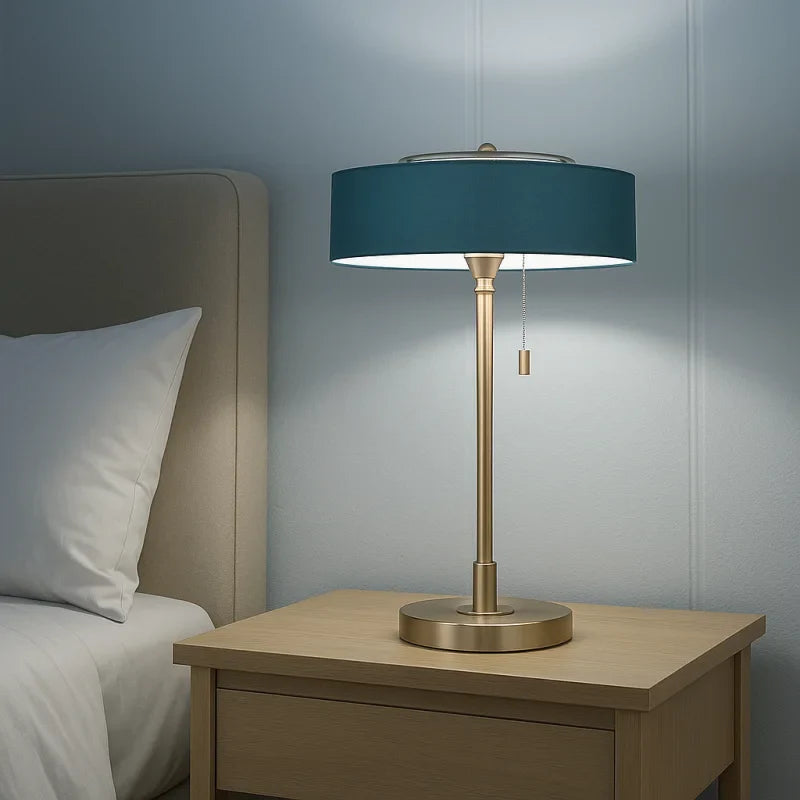 Lampe de Chevet Bleu Canard - Blanc Froid - Lampe de Chevet